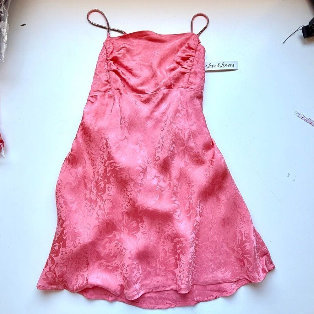 NWT For Love & Lemons. Gabrielle mini dress in pink Size M - Picture 15 of 15